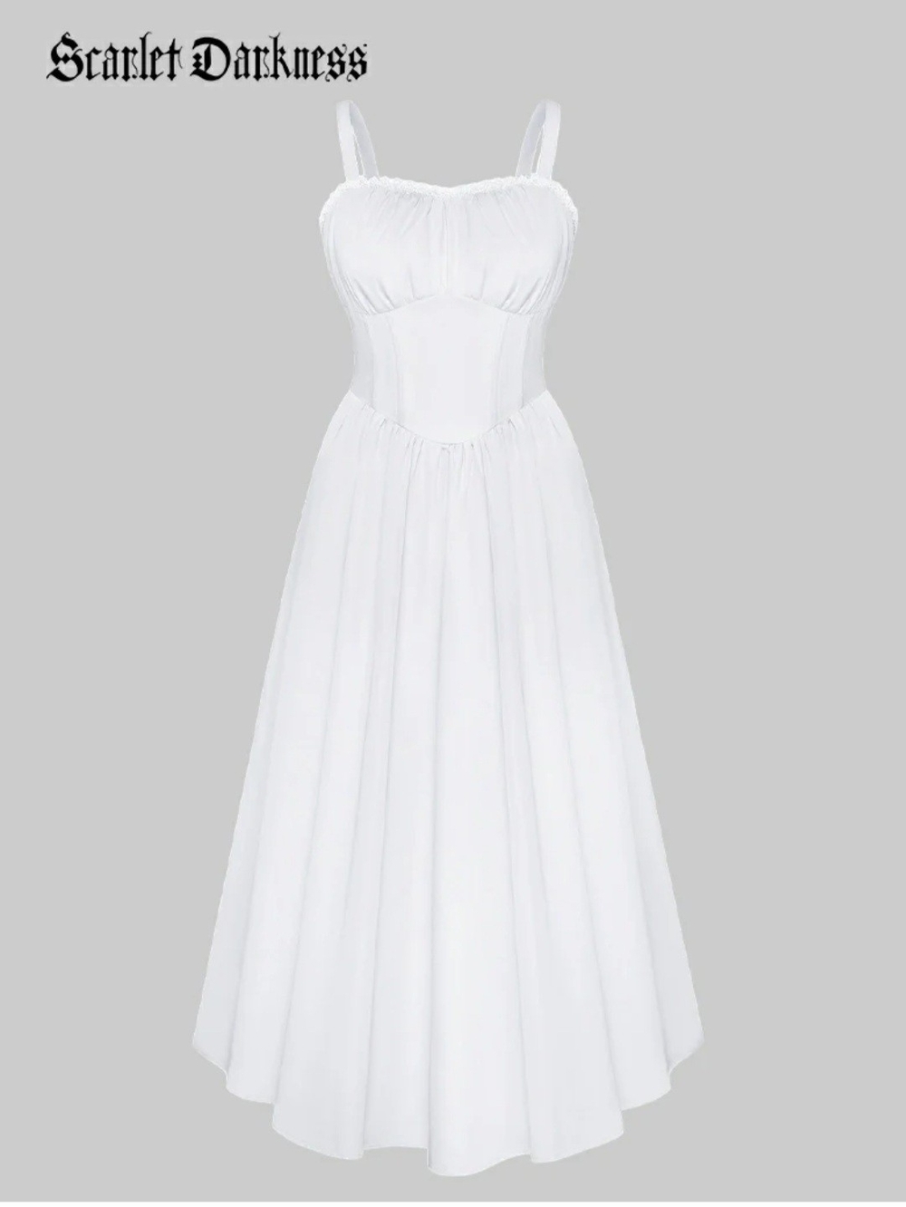 Scarlett Darkness White Corset-Style Maxi Dress - Emily In Paris
